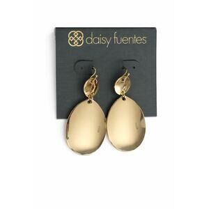 Daisy Fuentes Gold Tone Oval Dangle Earrings Polished Drop Style